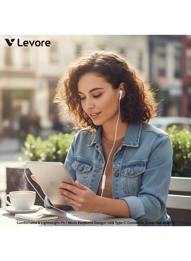 ليفور سماعة أذن أحادية سلكية من LEVORE مزودة بموصل من النوع C - Image 4